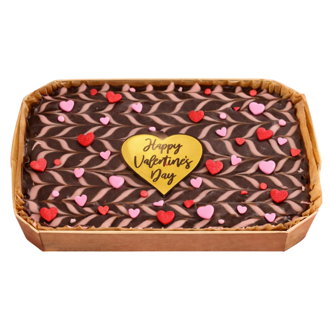 Valentine's Day Brownie Tray - Chocolate Ganache