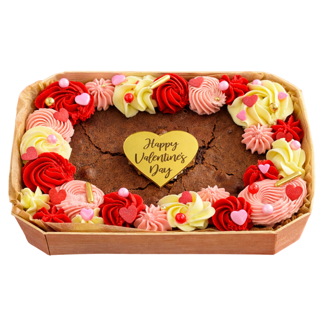 Valentine's Day Brownie Tray - Buttercream