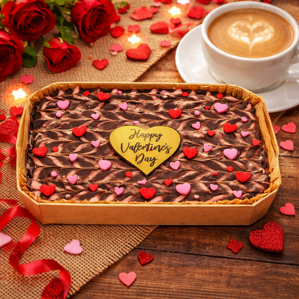 Valentine's Day Brownie Tray - Chocolate Ganache